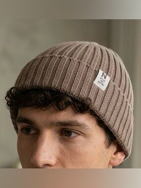 Taupe Ribbed Knit Beanie from Argentina